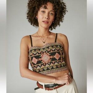 Lucky Brand Geo Embroidered Crop Tank